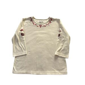 Vintage Christopher & Banks Shirt White & Red Cherries  Sz M